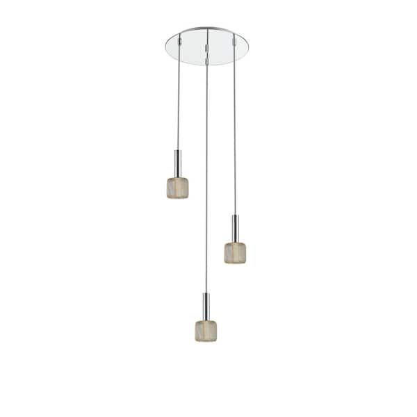 Mediterraneo Quios 75-Watt Integrated LED Gold Chandelier with Shade