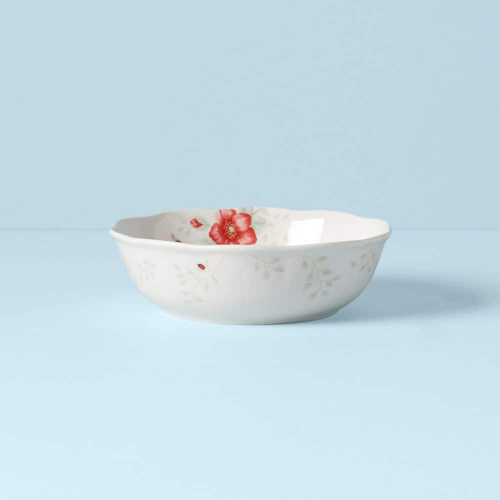 White Floral Ceramic Soup Bowls, Set of 4