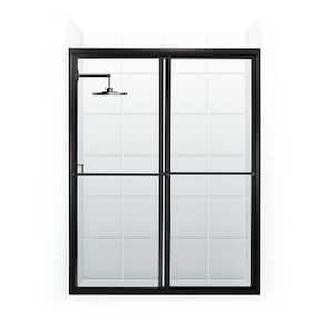 Newport 42 in. to 43.625 in. x 70 in. Framed Sliding Shower Door with Towel Bar in Matte Black and Clear Glass