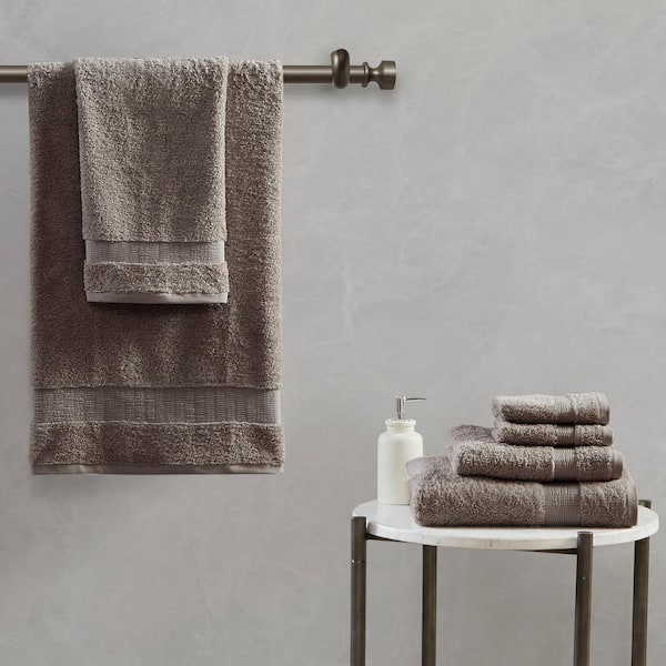 Purely Indulgent 100% Egyptian Cotton Towel Set 4-Piece Towel Set  Includes:2 Hand Towels (16 W x 30 L), 2 Wash Cloths (13 W x 13 L)  (Flint Stone)