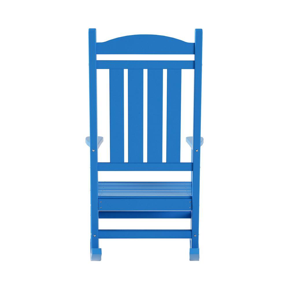 Laguna Pacific Blue Traditional HDPE Rocking Chair with Arms