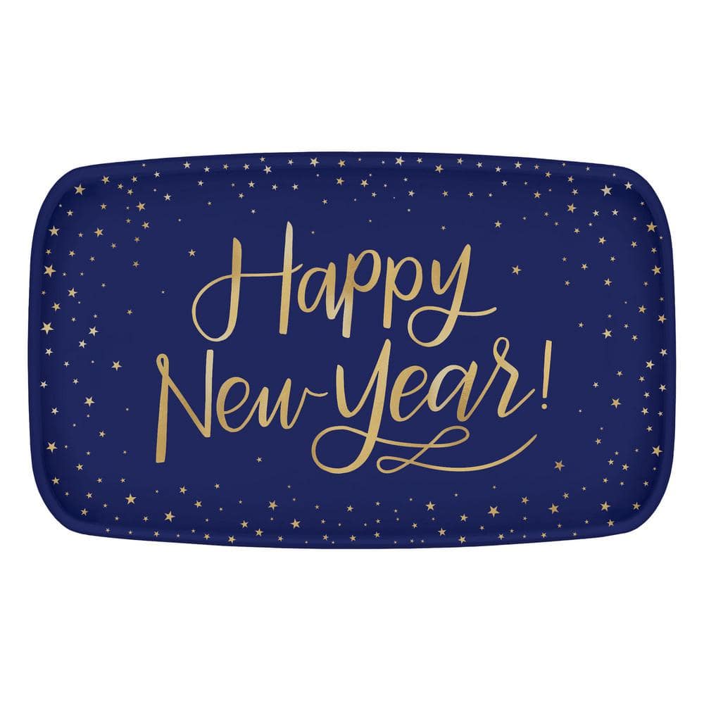 Amscan 18 in. x 11 in. Rectangular Blue New Year's Midnight Eve Plastic ...