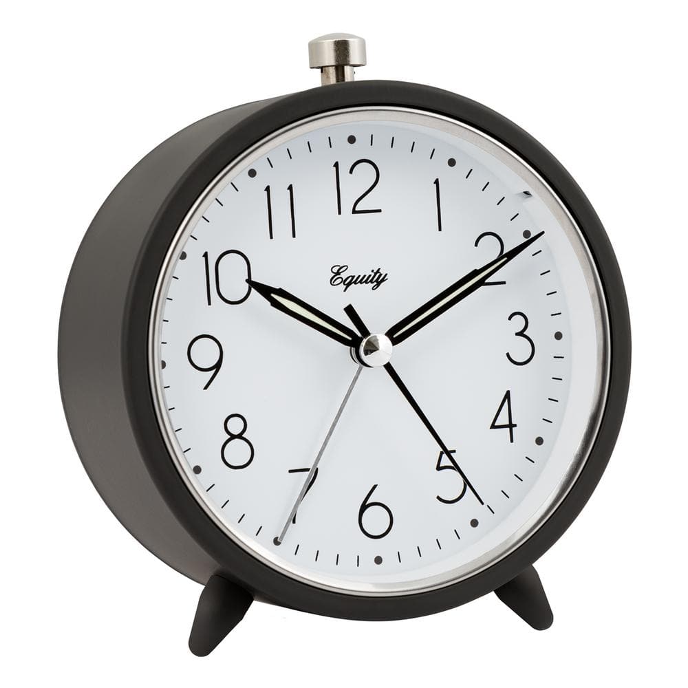 Dark Gray Metal Silent Sweeping Quartz Alarm Clock