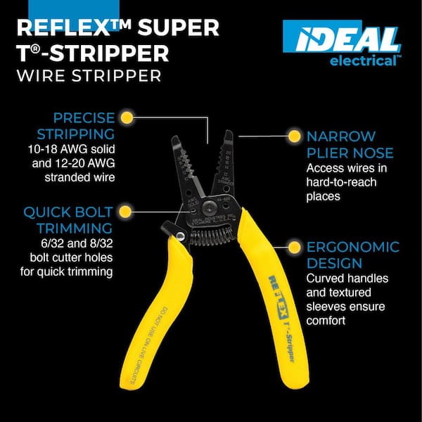 Reflex Super T-Stripper/Cutter, 10-18 AWG Solid, 12-20 AWG Stranded