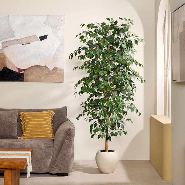 DR.Planzen 6.5 ft. Artificial Ficus Tree with White Planter with