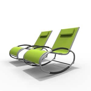 Belle 2-Piece Green Metal Patio Swing Oval Recliner Lounge Chair