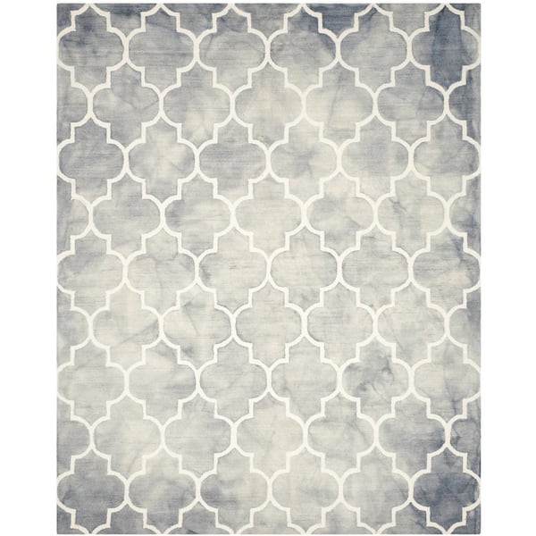 SAFAVIEH Dip Dye Gray/Ivory 10 ft. x 14 ft. Distressed Trellis Area Rug