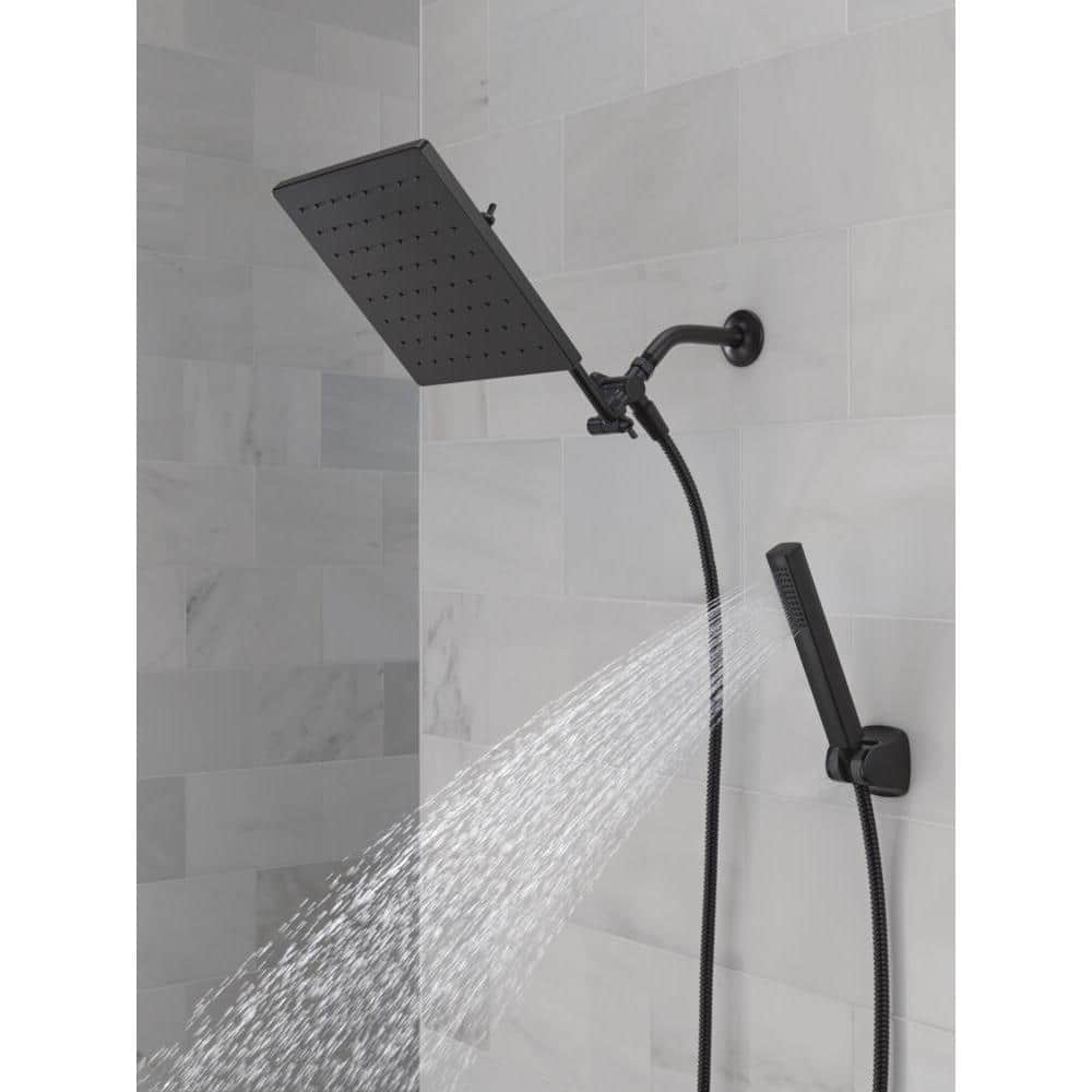 Matte Black Adjustable Square Rain Shower Head Combo