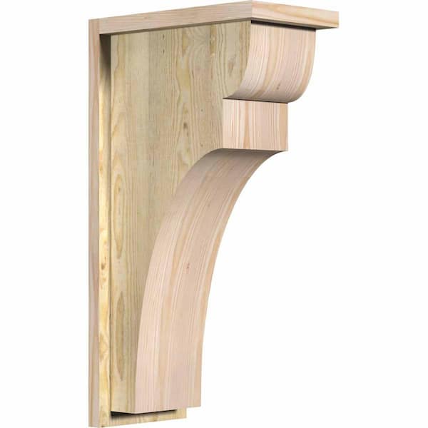 Ekena Millwork 8 in. x 14 in. x 26 in. Douglas Fir Yorktown Rough Sawn Corbel with Backplate