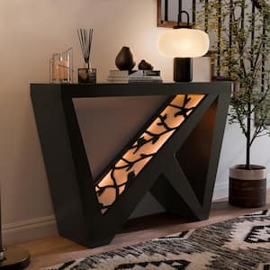 Tara 47.25 in Black Rectangle MDF Console Table with Adjustable LED Light