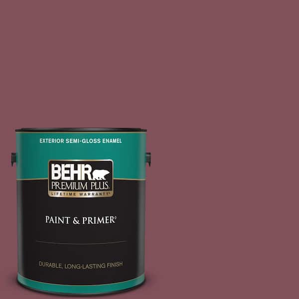 BEHR PREMIUM PLUS 1 gal. Home Decorators Collection #HDC-CL-02 Fine Burgundy Semi-Gloss Enamel Exterior Paint & Primer