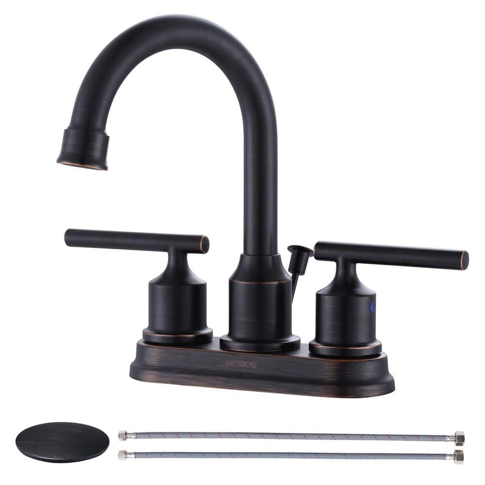 Oil Rubbed Bronze Double Handle High Arc Bathroom Faucet
