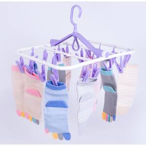 15.25 in. x 9.5 in. Purple Laundry Drying Hanger Clothes Rack with 20-Clips