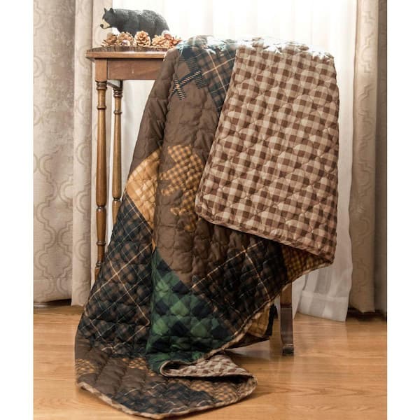 Brown Bear Cabin Brown Microfiber Throw