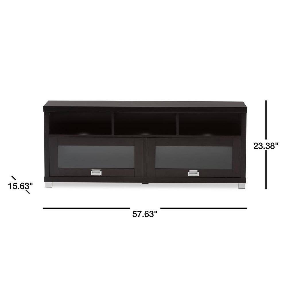 Swindon Dark Brown Modern TV Stand with Sleek Glass Doors