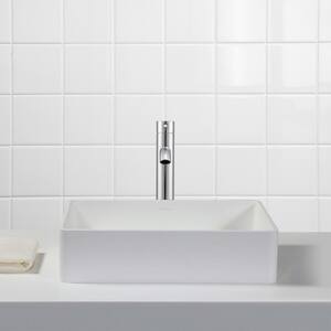 Bathroom Vessel Sink in White with Argenta Vessel Bathroom Faucet in Chrome