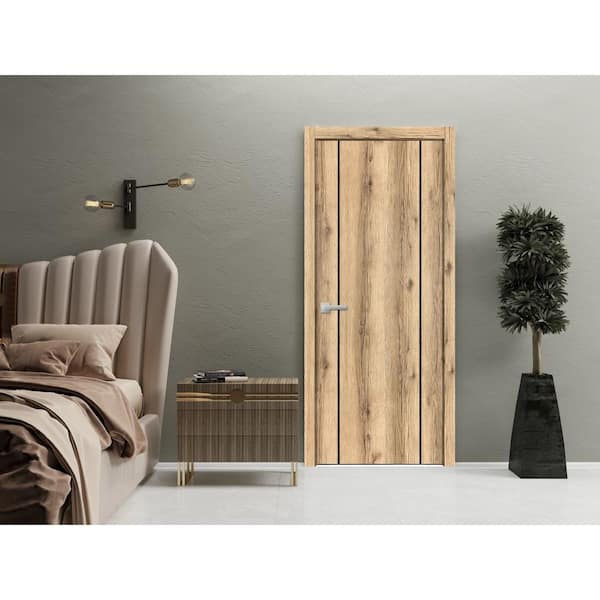 Sartodoors 17 36 in. x 84 in. Right-Hand/Inswing Solid Oak Single