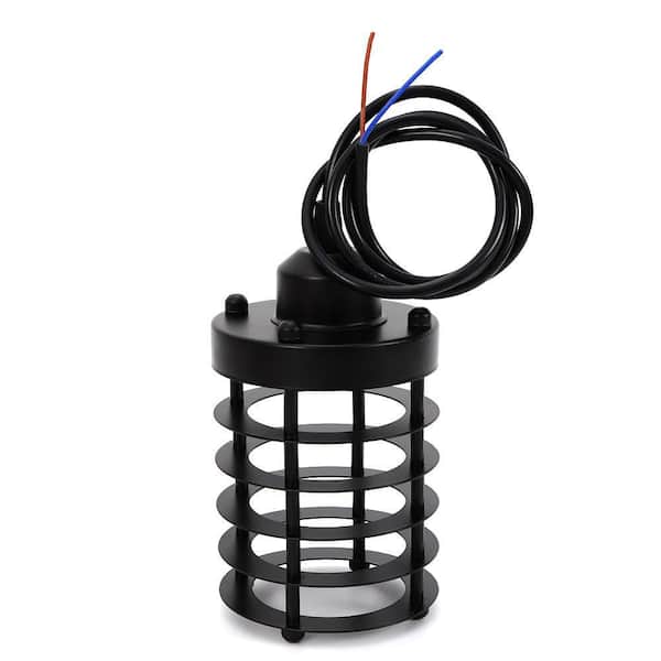 OUKANING 1-Light Black Industrial Vintage Simple Metal Cage Mini Pendant Light with Iron Shade