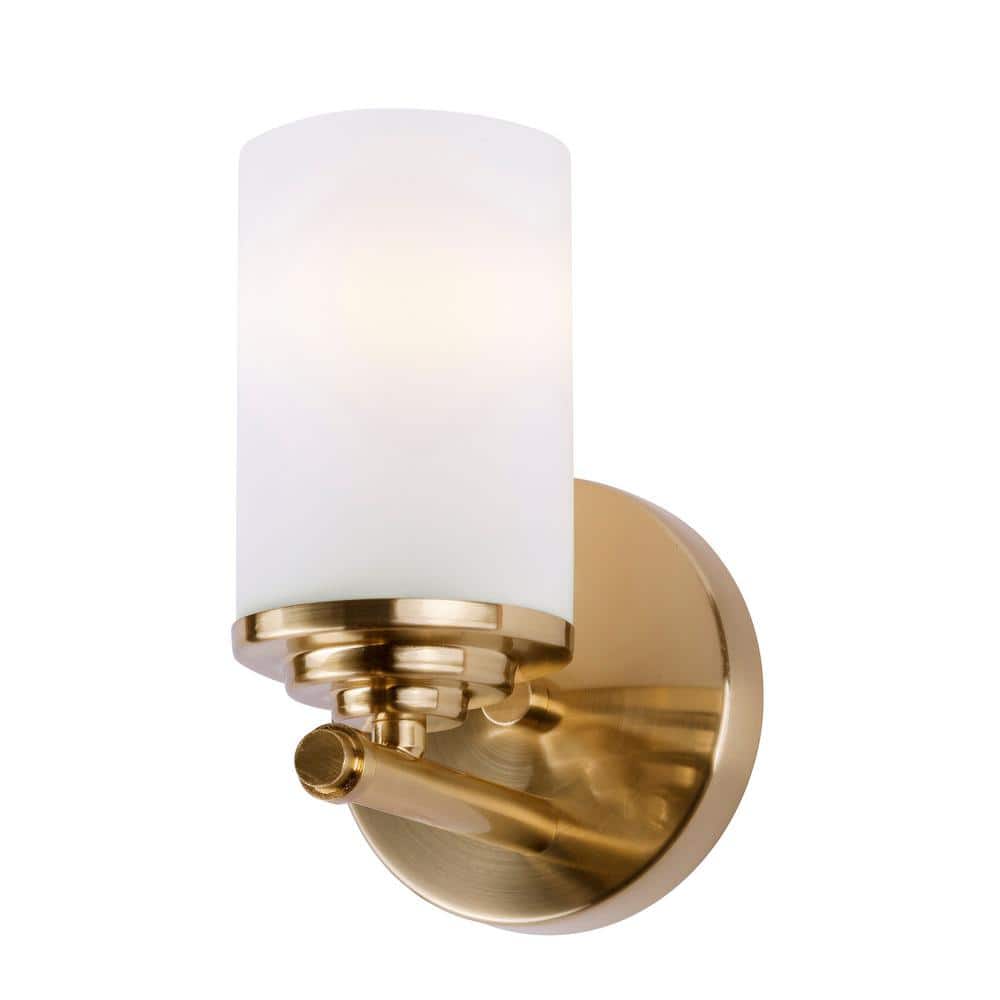 Ames Nickel Finish Cylinder Vanity Sconce, Dimmable, Direct Wired