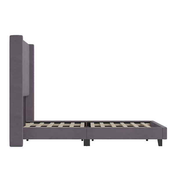 Gray Wood Frame Full Platform Bed