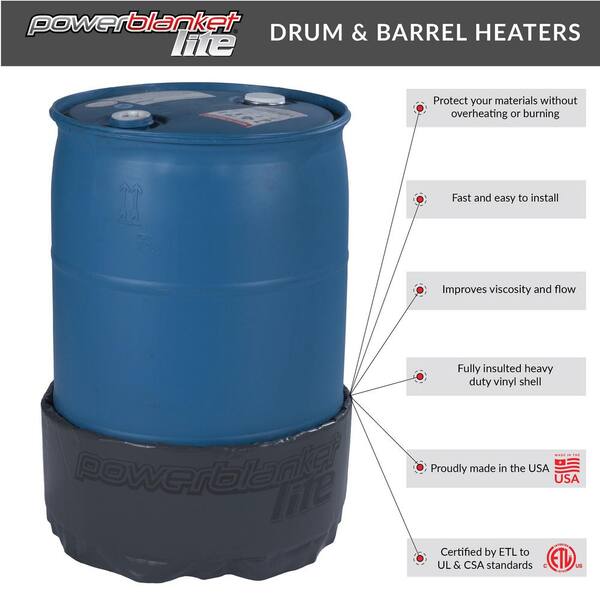 Powerblanket Insulated 30-Gal. Band-Style Drum Heater - Barrel Heater,  Fixed Temp 145°F, Freeze Protection, Process Heating PBL30 - The Home Depot