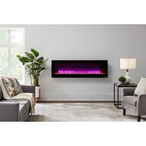 60 in. W View Wall Mount Electric Fireplace in Black