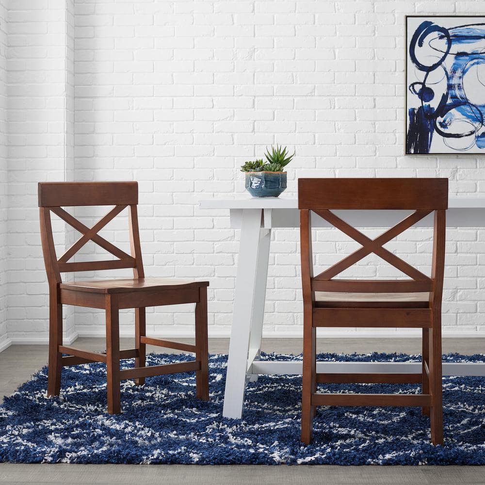Cedarville Walnut Brown Wood Dining Chair with Cross Back (Set of 2) (19.42 in. W x 31.98 in. H) price history on PriceWatchPro