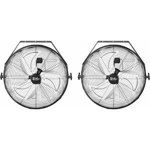 20 in. Black High Velocity Wall Mount Fan-3-Speed, 5500 CFM with Rotation for Industrial/Residential Spaces, 2-Pack.
