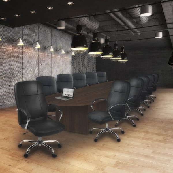 Legacy 192 in Neo Walnut Racetrack Laminate Conference Table Desk with 2 Charging Ports