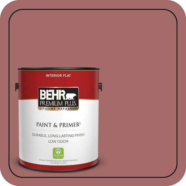 BEHR PREMIUM PLUS 1 gal. #S150-5 Vermilion Flat Low Odor Interior Paint & Primer