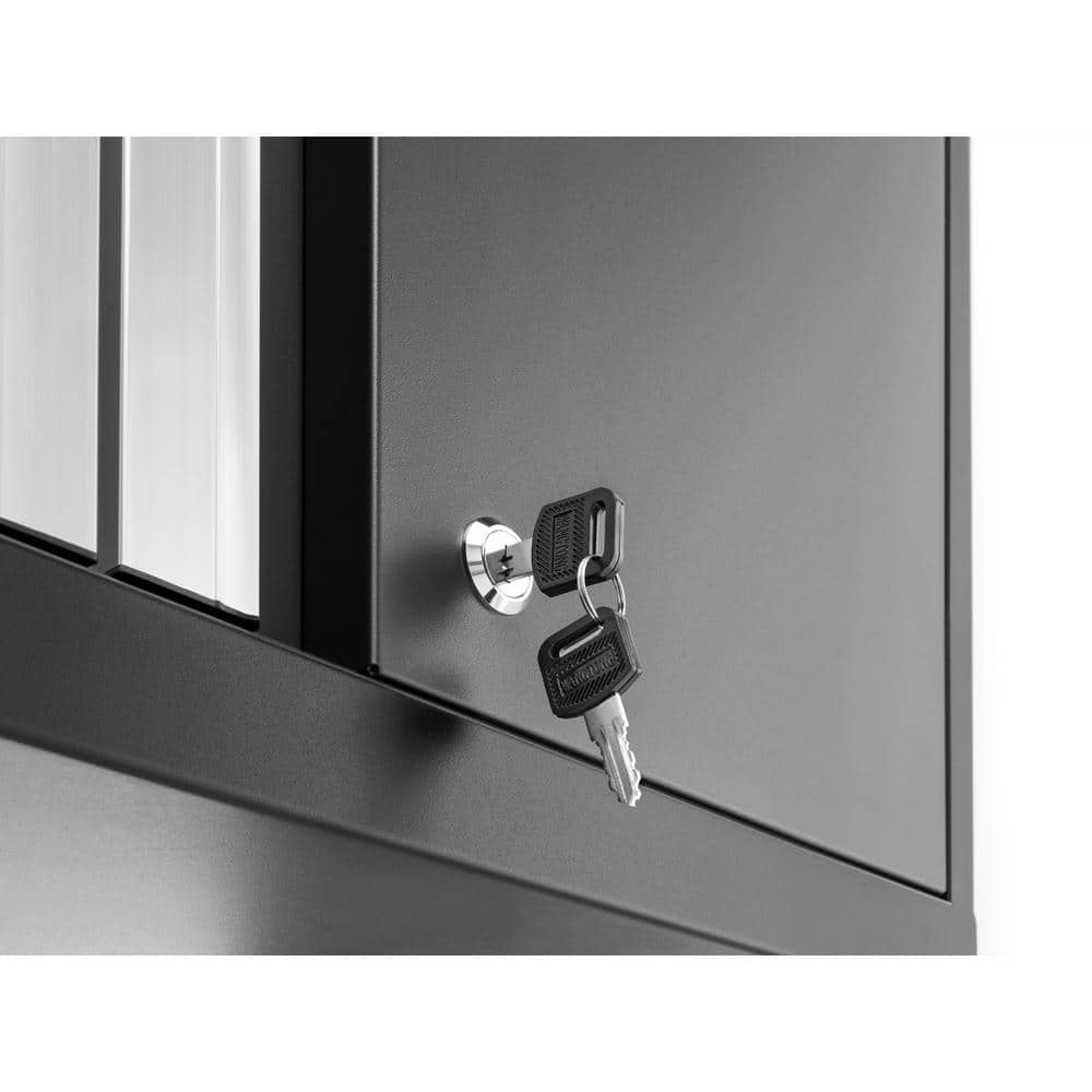 Deep Red 156" Steel Lockable Cabinet Set with Bamboo Worktop