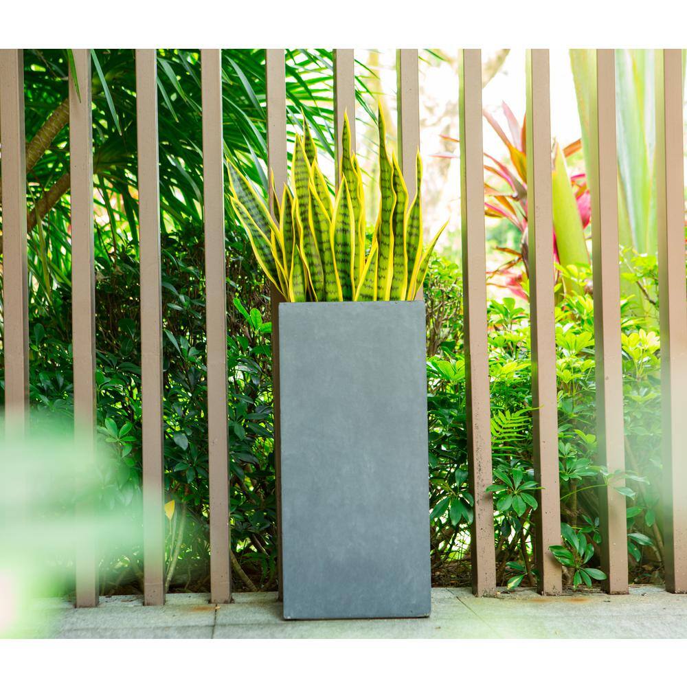 20" Tall Charcoal Lightweight Concrete Square Modern Outdoor Planter