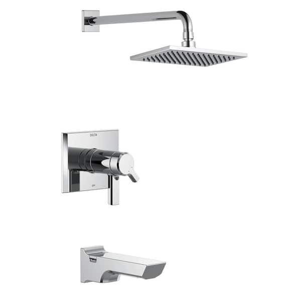 Delta Pivotal TempAssure 1-Handle Wall-Mount Tub and Shower Trim Kit in Lumicoat Chrome (Valve Not Included)