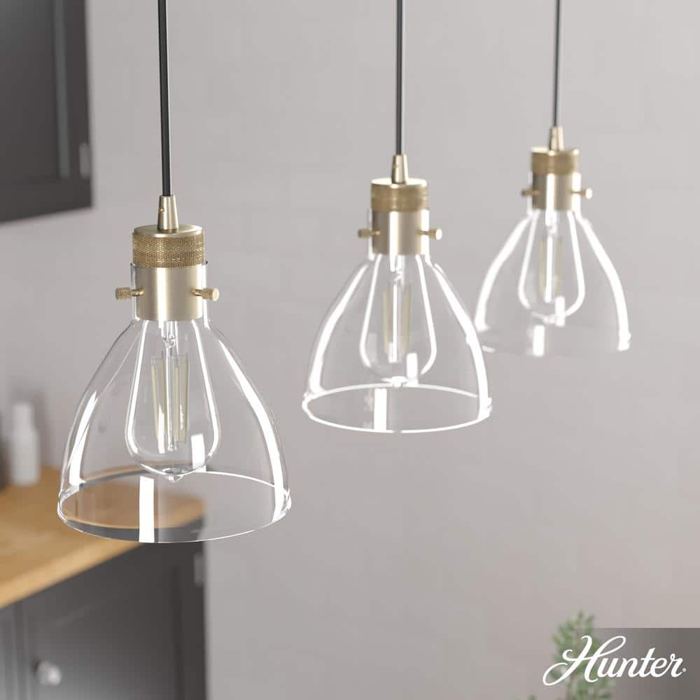 Alturas Gold 30" Linear LED Cluster Pendant with Clear Glass
