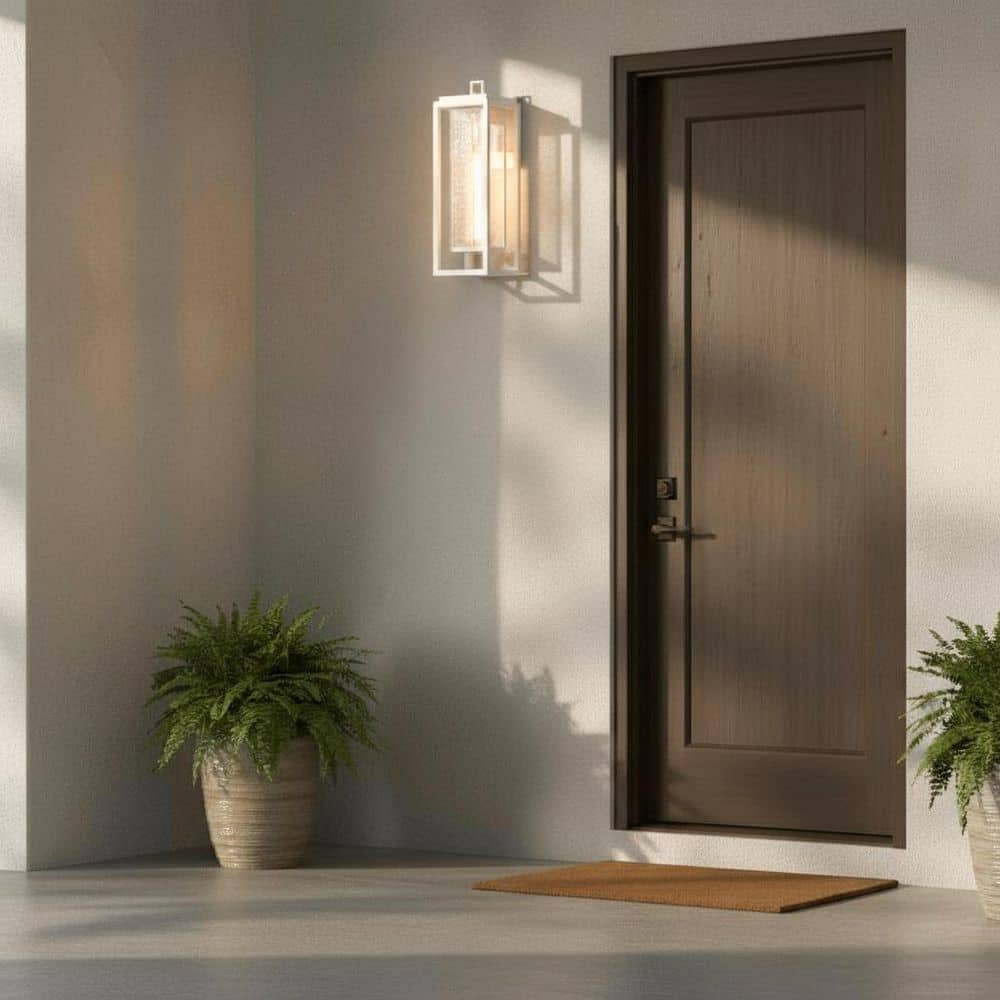 Republic 1-Light Textured White Hardwired Outdoor Wall Lantern Sconce price history on PriceWatchPro