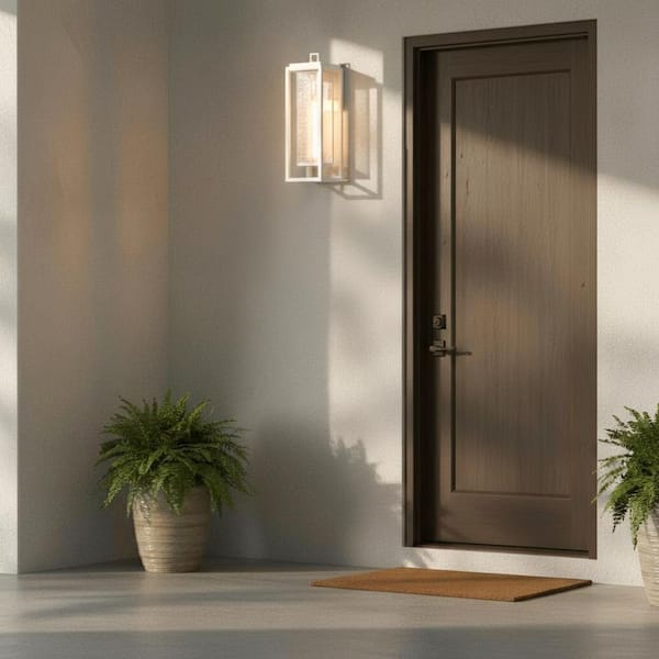 HINKLEY Republic 1-Light Textured White Hardwired Outdoor Wall Lantern Sconce