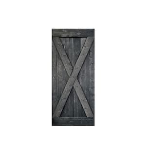 38 in. x 84 in. X Series Metallic Gray Knotty Pine Wood Interior Sliding Barn Door Slab