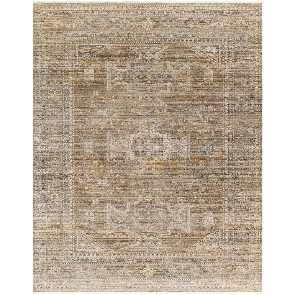 Margaret Gray and Taupe Synthetic Washable Rectangular Area Rug