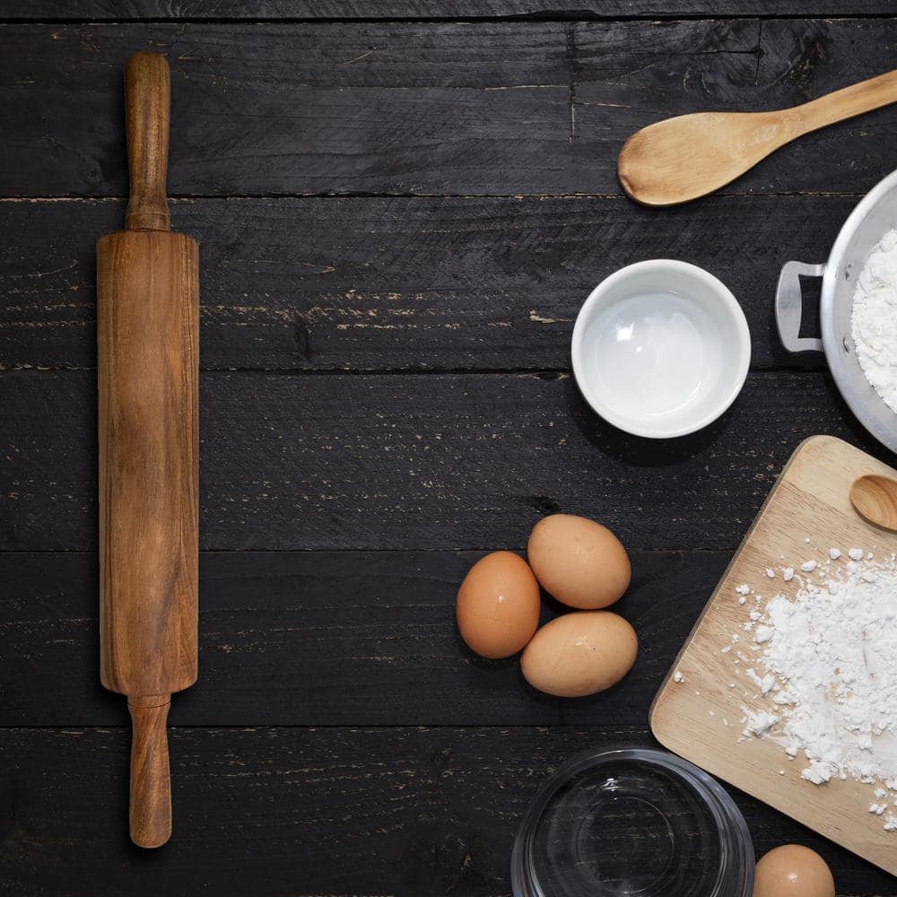 Acacia Wood Rolling Pin with Ergonomic Handles