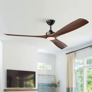 60 in. Indoor Color Changing Integrated LED Matte Black Ceiling Fan with Light and Remote Control