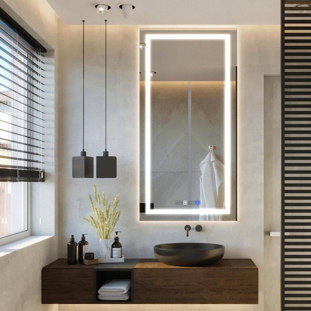 18" x 40" Frameless LED Lighted Anti-Fog Wall Mirror