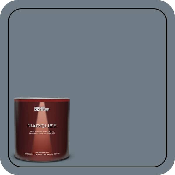 BEHR MARQUEE 1 Qt. #N490-5 Charcoal Blue One-Coat Hide Matte Interior Paint & Primer