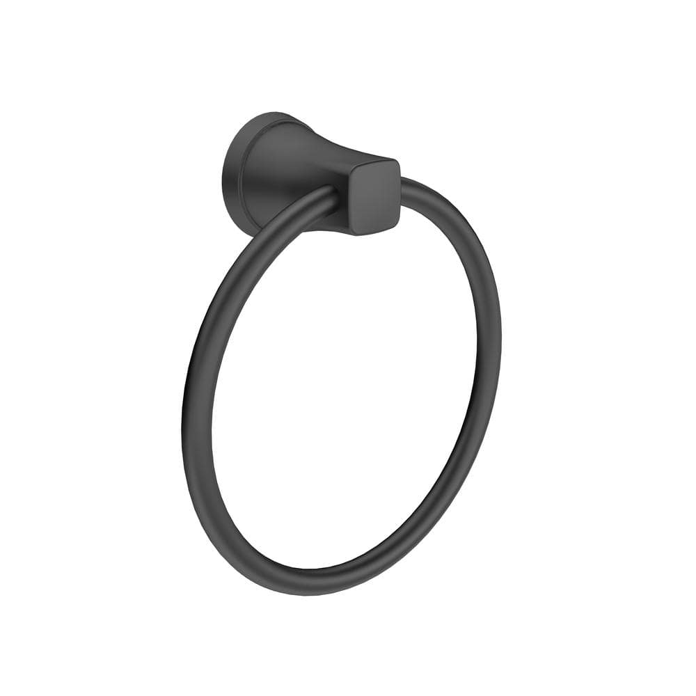 Matte Black Metal Wall Mounted Towel Ring 6.5"