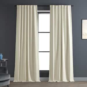 Oat Cream Textured Bellino Room Darkening Curtain - 50 in. W x 108 in. L Rod Pocket with Back Tab Single Curtain Panel