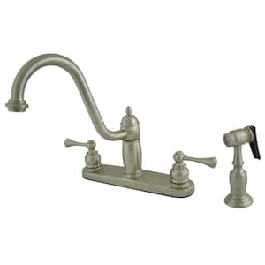 Heritage 2-Handle Standard Kitchen Faucet with Side Sprayer in Brushed Nickel