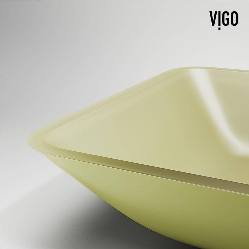 Citron Yellow Glass Rectangular Vessel Bathroom Sink
