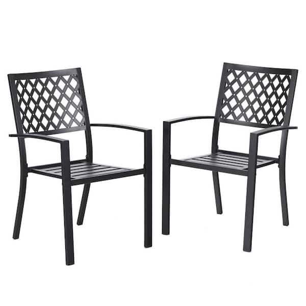 Stackable Metal Outdoor Dining Chairs, Set of 2