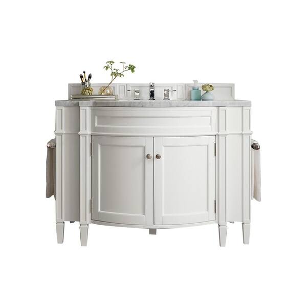 James Martin Vanities Brittany 46 in. W Single Bath Vanity in Cottage White with Soild Surface Vanity Top in Arctic Fall with White Basin