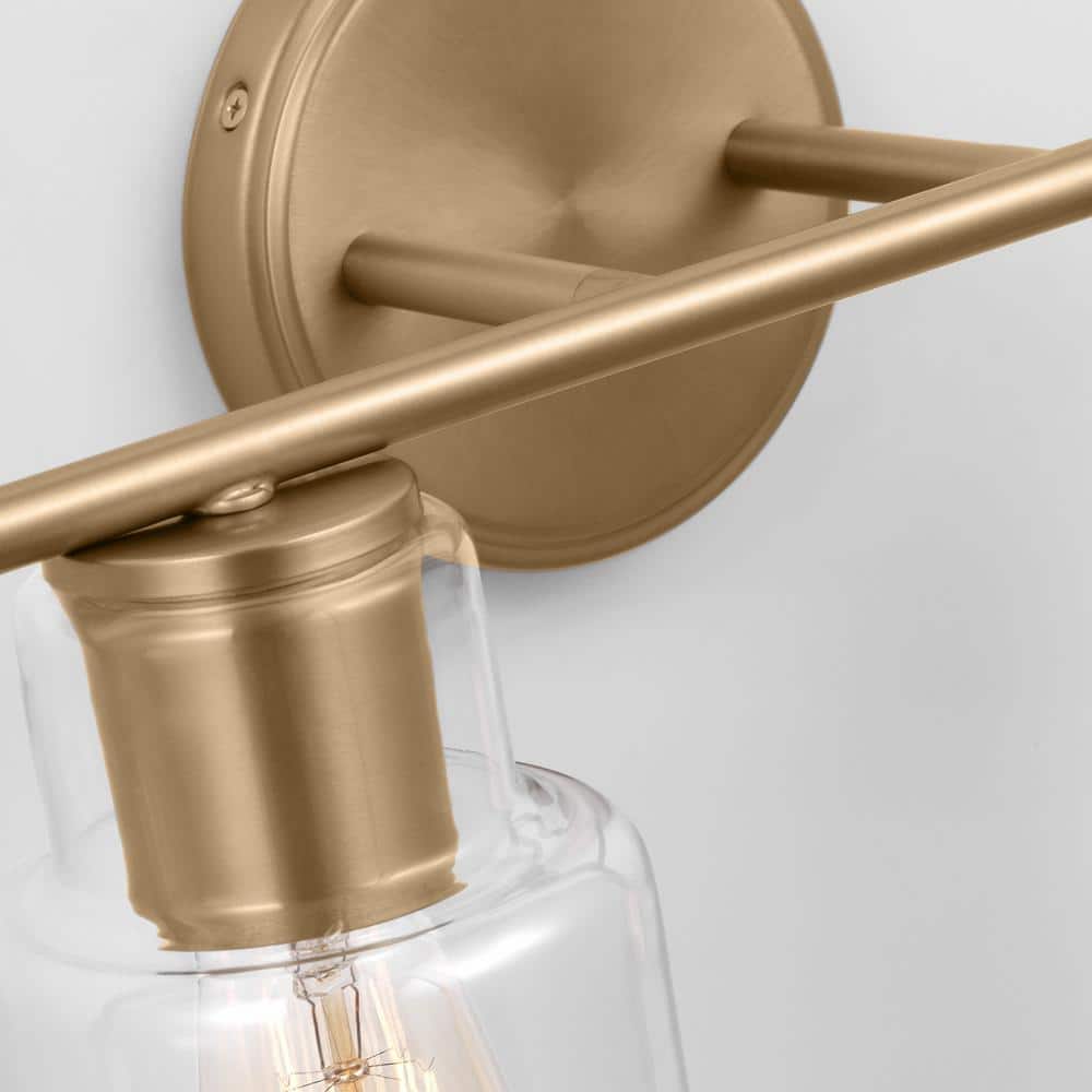 Satin Brass and Clear Glass 4-Light Vanity Fixture