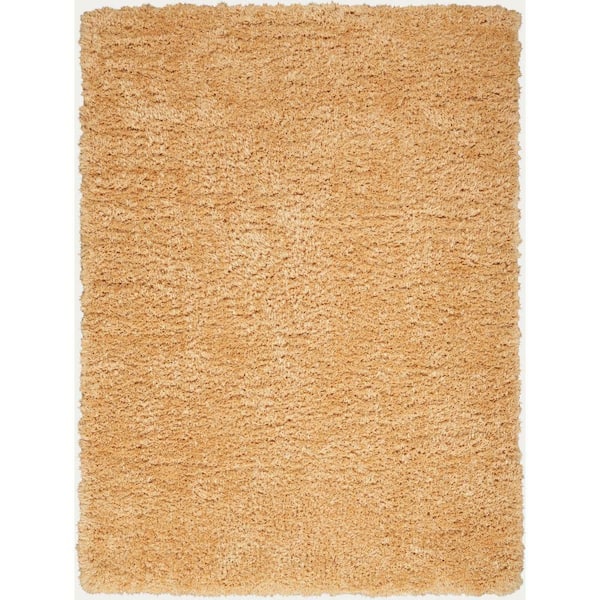 Nourison Lush Shag Gold 8 ft. x 10 ft. Abstract Plush Contemporary Area Rug